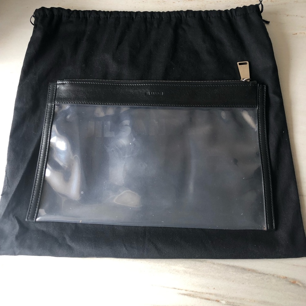 Jill Sander PVC clutch with leather trim